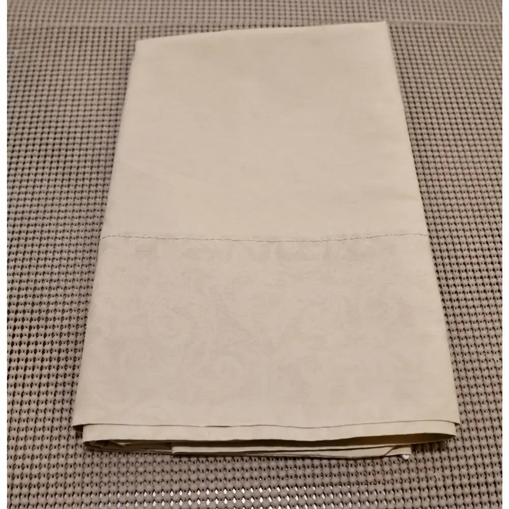 King Pillowcase Cotton Blend Beige Scroll Damask Home Design USA